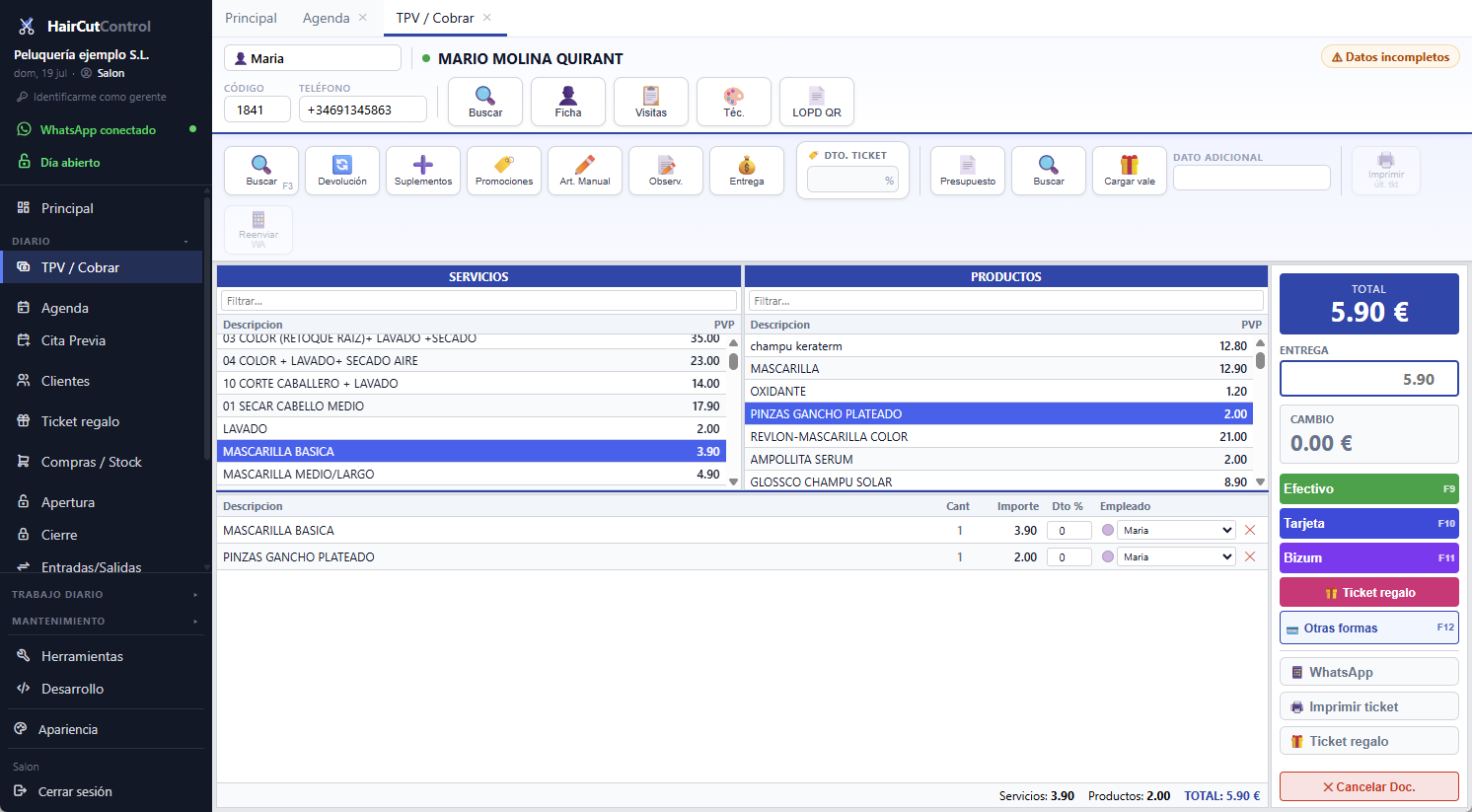TPV: cobro de servicios y productos